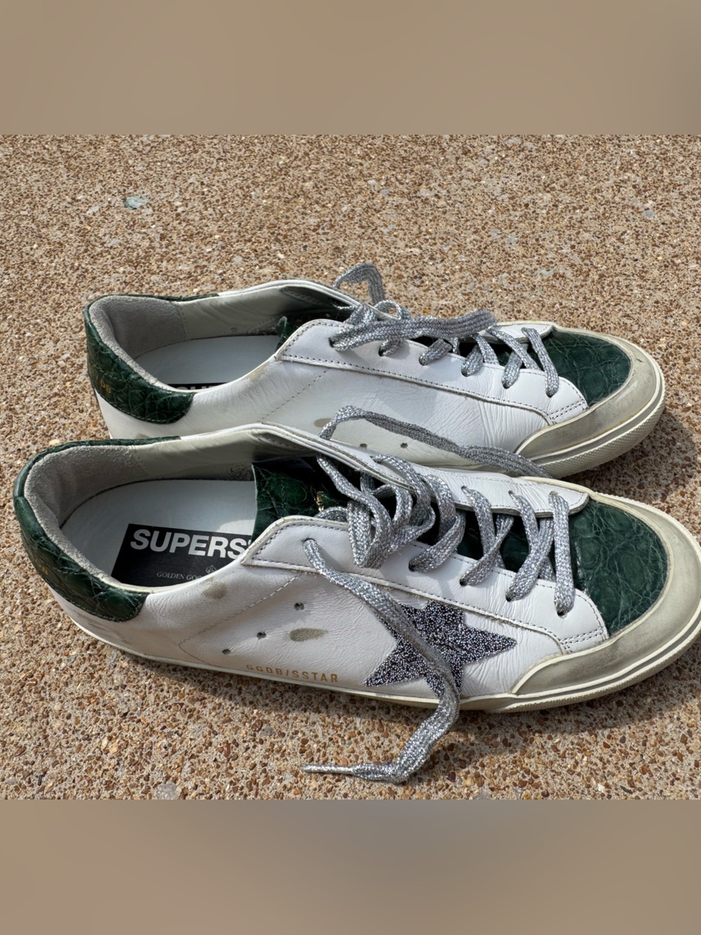 Golden Goose Green Croc Crystal Superstar 39